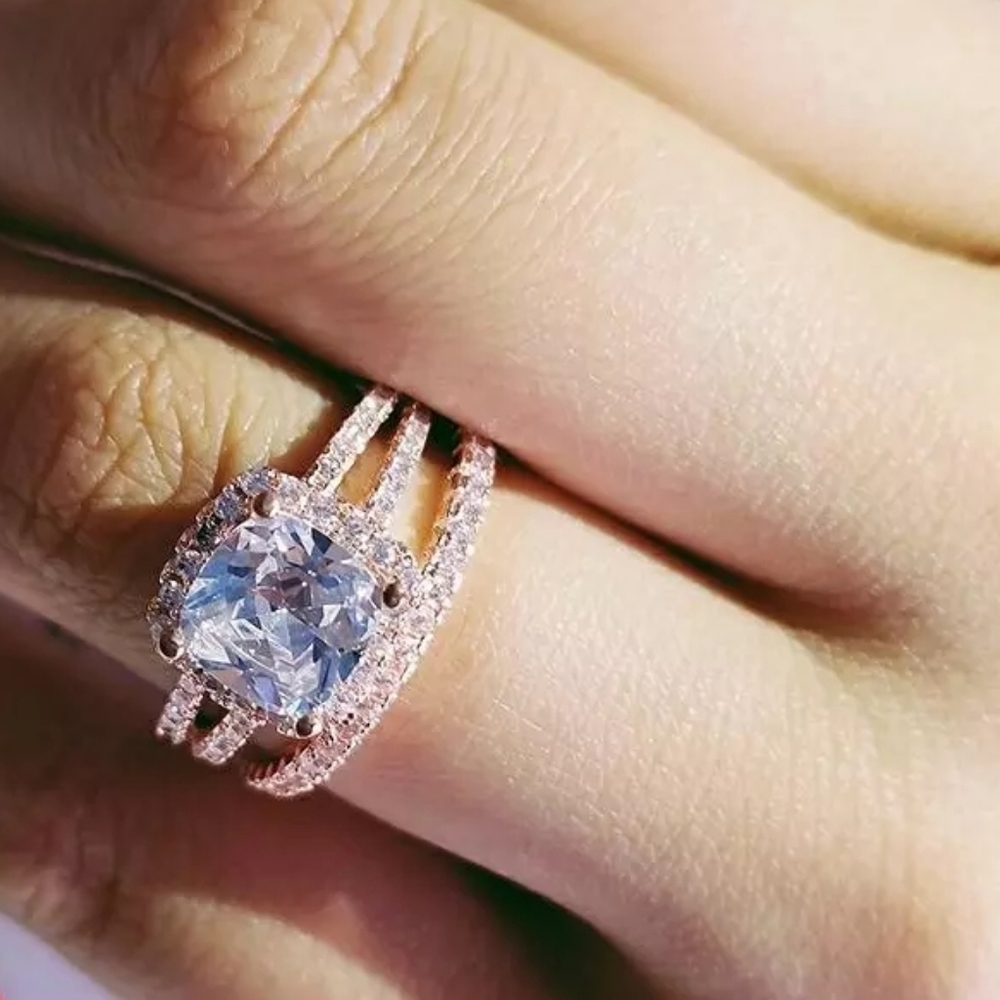 Gorgeous Rose Gold Engagement Set of Rings - Picture 2 of 5